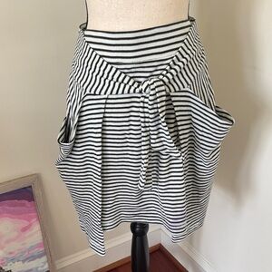 Free People Black and White Striped A-Line Skirt SP